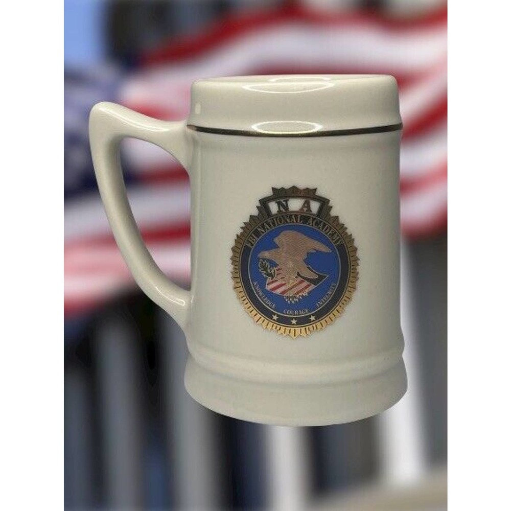 FBI National Academy Stein/Mug, 14 Fl Oz, Gold Lining & Emblem
